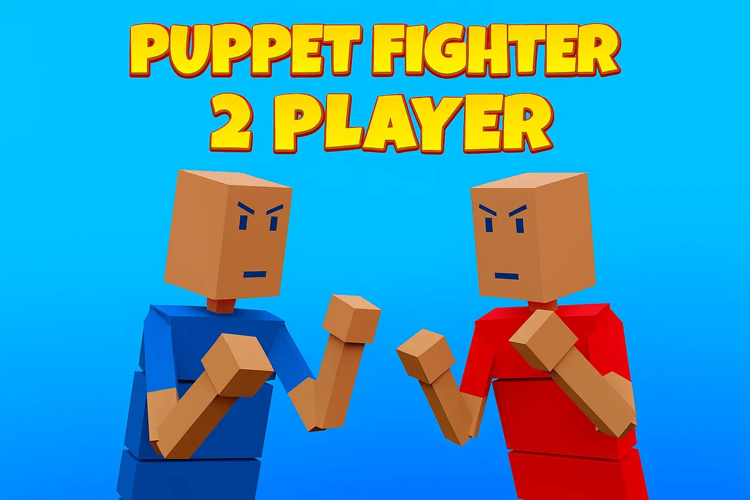 A blue and red puppet fighter boxing.